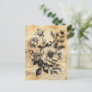 Postal Esbozo floral rústico con caligrafía - edad (10)