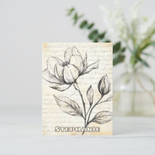 Postal Esbozo floral rústico con caligrafía - edad (4)