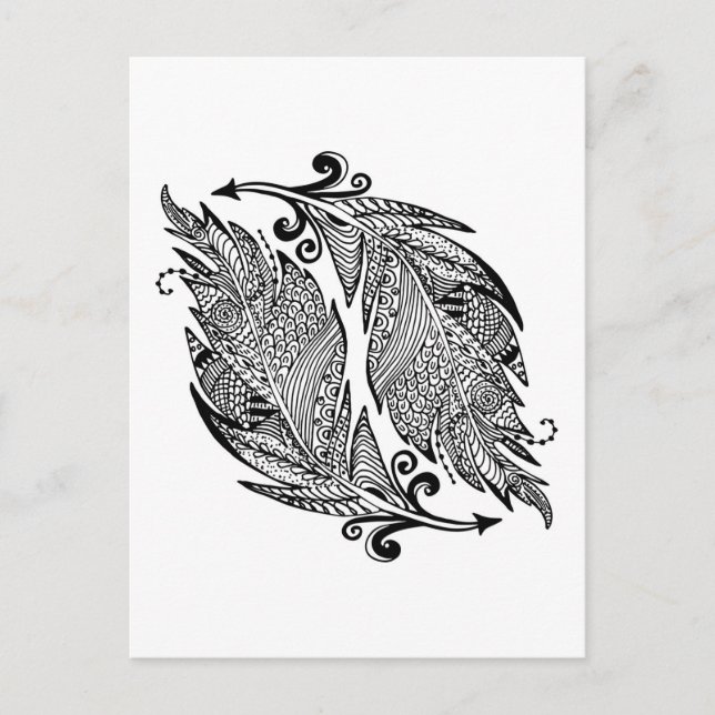 Postal Esbozo Inspirado De Las Plumas (Anverso)