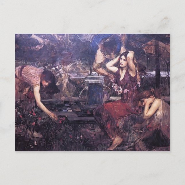 Postal Esbozo para Flora y Zephyrs de John Waterhouse (Anverso)