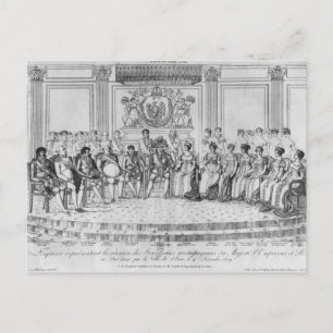 Postal Esbozo que representa a Napoleón I y los soberanos