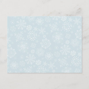 Postal Esbozo retro congeló copos de nieve en azul helado