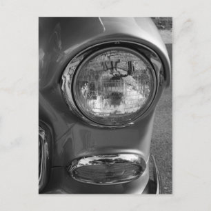 Postal Escala de grises del faro de 55 Chevy