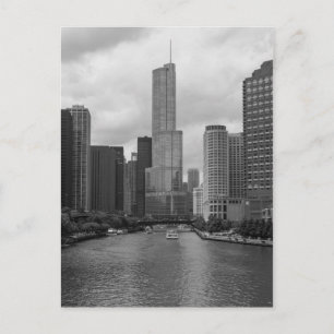Postal Escala de grises del río Trump Tower Chicago