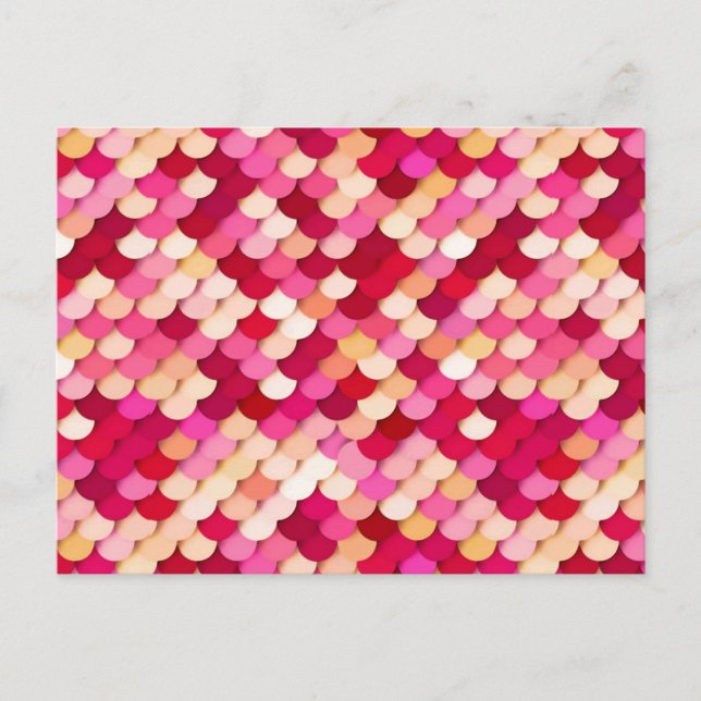 Postal "Escalas de dragón" - magenta, rosa caliente y mel (Anverso)