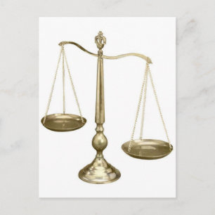 Postal escalas doradas de justicia