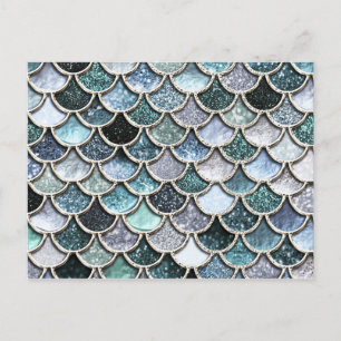 Postal Escalas Mermaidbásculas de Purpurina de Relieve me