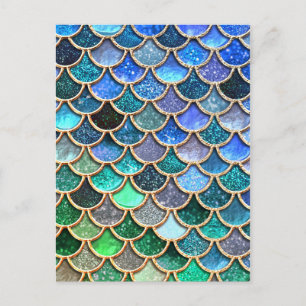 Postal Escalas multicoloras Springlike de la sirena del