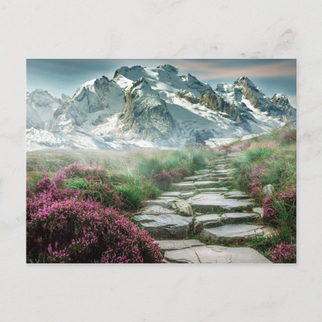 Postal Escalera de piedra a la cima de la montaña (Anverso)