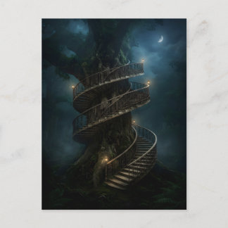 Postal Escalera envuelta alrededor del árbol