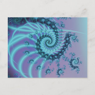 Postal Escalera espiral Arte fractal azul y rosa