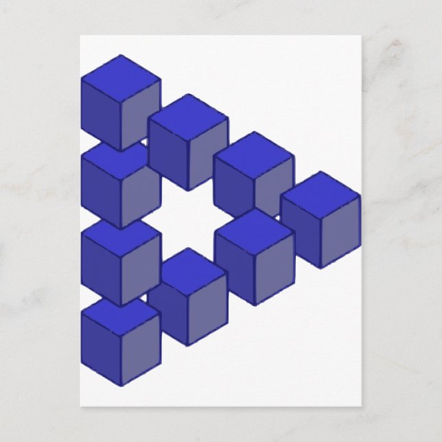 Postal Escalera imposible de ilusión óptica de cuadrados (Anverso)