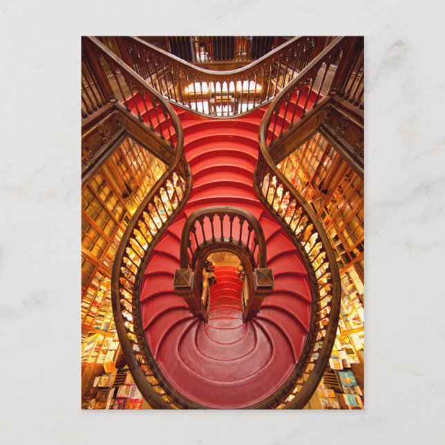 Postal Escalera roja ornamentada, Portugal (Anverso)