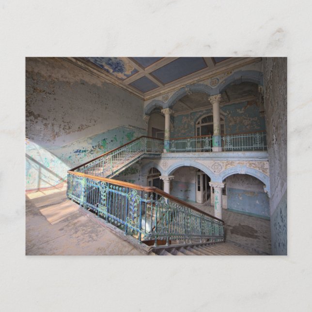 Postal Escaleras, el sanatorio de los hombres de Beelitz, (Anverso)