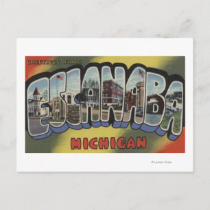 Postal Escanaba, Michigan - Escenas de letras grandes