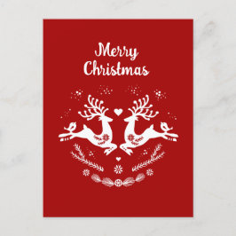 Postal Escándalo festivo lindo Navidad blanco rojo venado