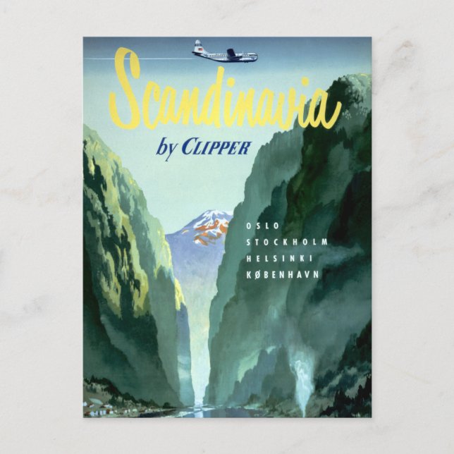 Postal Escandinavia de época por Clipper (Anverso)