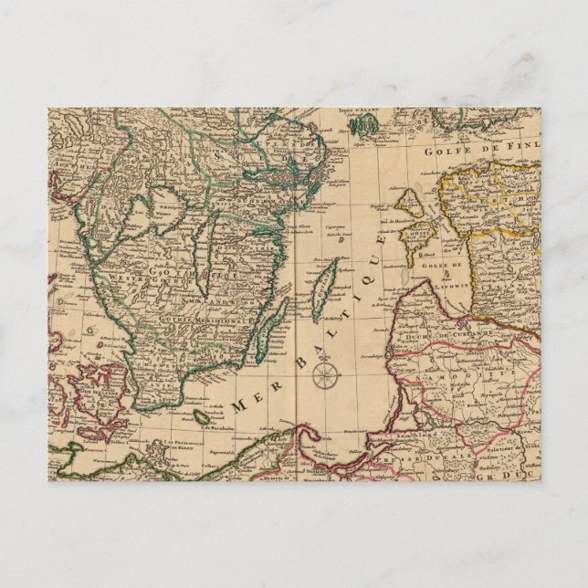 Postal Escandinavia, Mar Báltico, Suecia, Dinamarca (Anverso)