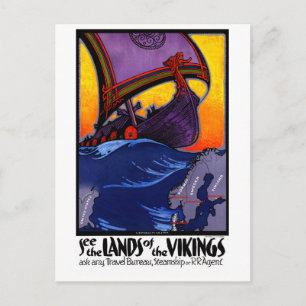Postal Escandinavia Vintage Poster de Viajes Restaurado