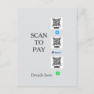 Postal escanear para pagar detalles del código QR de Venm