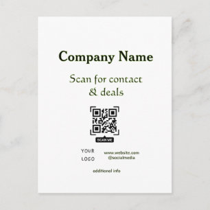 Postal escanear QR para contacto y ofertas nombre del sit