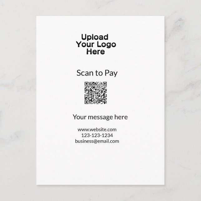 Postal Escaneo mínimo simple para pagar Añadir el logotip (Anverso)
