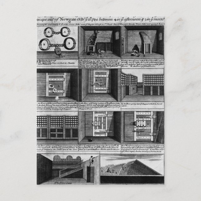 Postal Escapada de Shepherd de la prisión Newgate (Anverso)