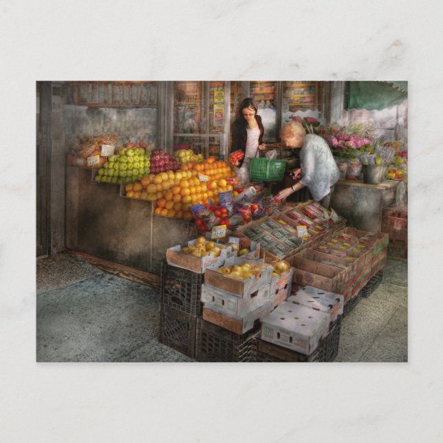 Postal Escaparate - Hoboken, NJ - recogiendo fruta fresca (Anverso)