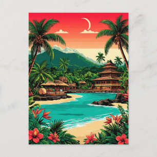 Postal Escape a las terrazas de arroz de Bali al atardece