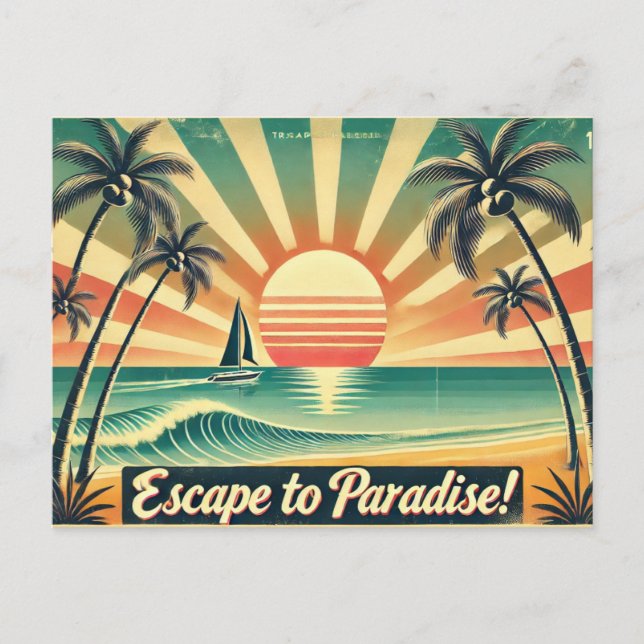 Postal ¡Escape al paraíso! (Anverso)