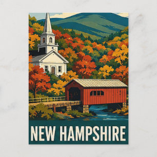 Postal Escape al pueblo de otoño en New Hampshire
