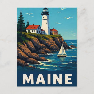 Postal 🌊 Escape al puerto del faro de Maine