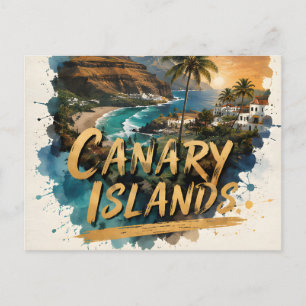 Postal Escape al Trópico de las Islas Canarias en Acuarel