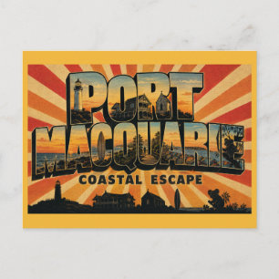 Postal Escape costero vintage art de Port Macquarie NSW