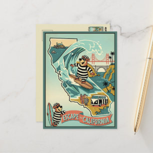 Postal Escape de dibujos animados a California Viajes