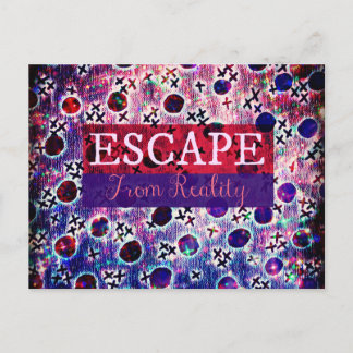 Postal ESCAPE DE LA REALIDAD Typografía Hipster de Arte P