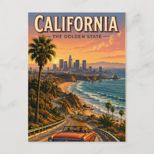 Postal Escape dorado en la costa pacífica de California