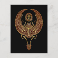 Escarabajo egipcio de carab rojo con negro ankh