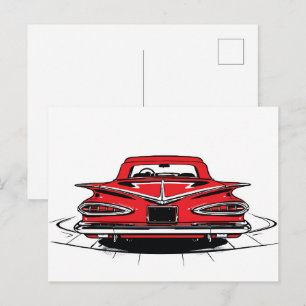 Postal Escarlata Vintage Pop Art de conducción trasera
