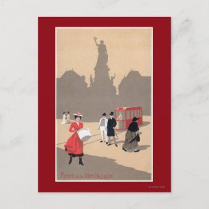 Postal Escena Art Déco de la Plaza de la República