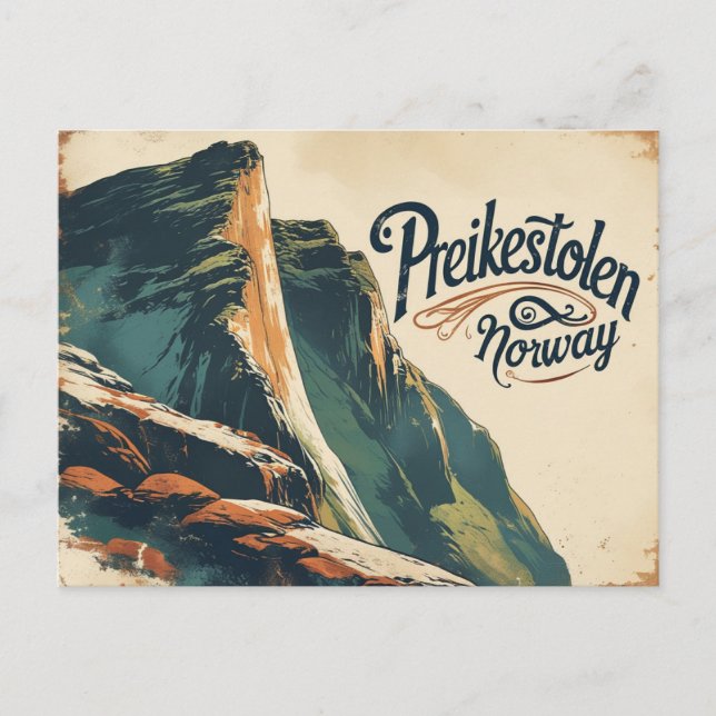 Postal Escena Atemporal de Preikestolen (Anverso)
