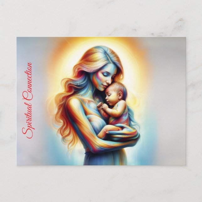 Postal Escena brillante de madres y niños de origen divin (Anverso)