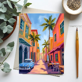 Postal Escena callejera colorida de Miami Beach