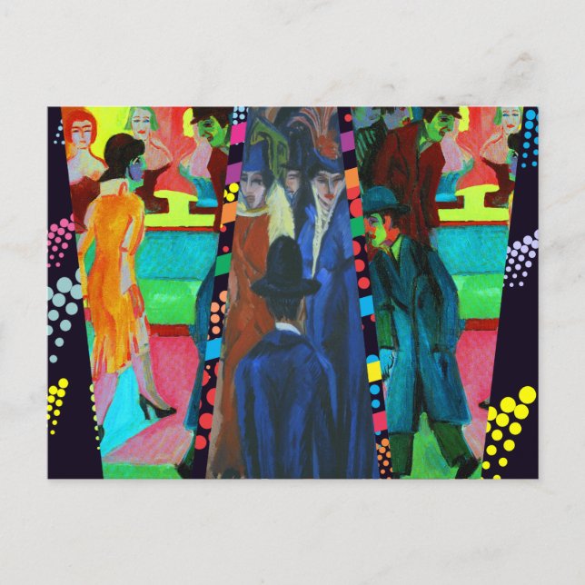 Postal Escena callejera de Ernst Ludwig Kirchner (Anverso)