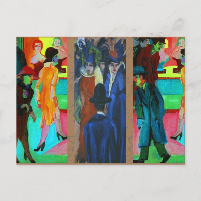Postal Escena callejera de Ernst Ludwig Kirchner (Anverso)