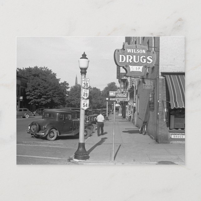 Postal Escena callejera Urbana, Ohio, 1938 (Anverso)