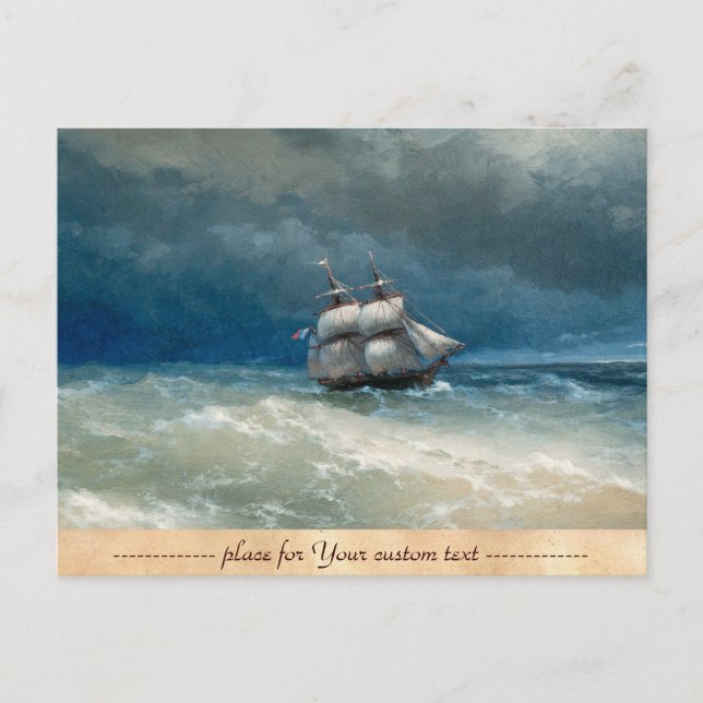 Postal Escena costera con Stormy Waters Ivan Aivazovsky (Anverso)
