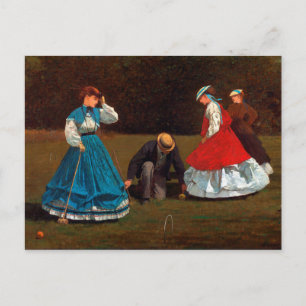 Postal Escena croquet de Winslow Homer (1866)
