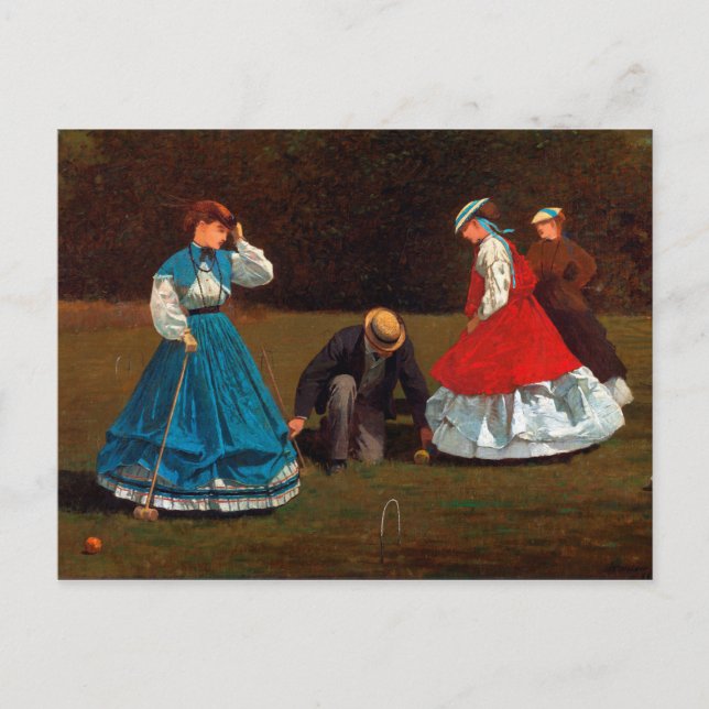 Postal Escena croquet de Winslow Homer (1866) (Anverso)