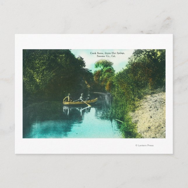 Postal Escena de arroyo con familia en canoa (Anverso)